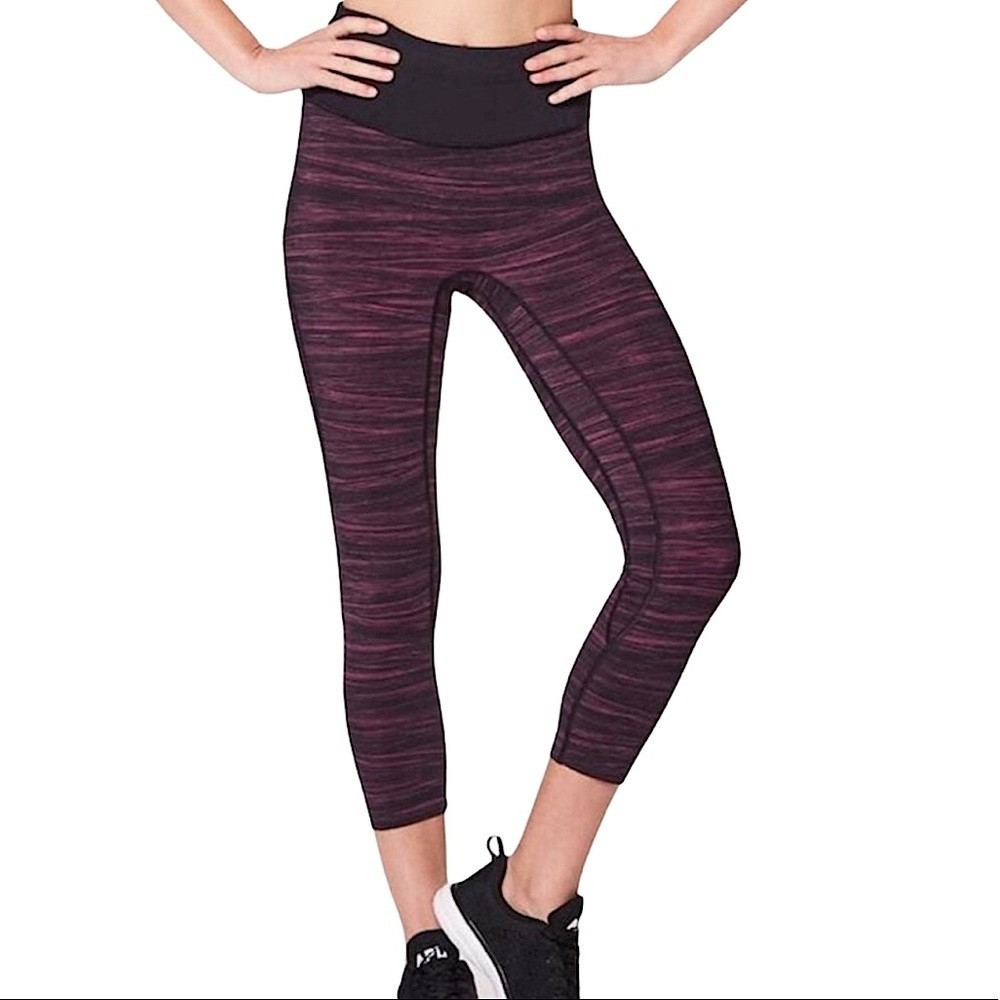 Lululemon Run the Day Crop Leggings Nulux Berry 8 Running Athleisure Activewear